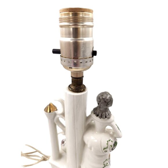 Wales Pottery Japan Figural Boudoir Lamp Victorian Style Lady Gentleman Porcelai - Picture 7 of 14